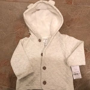 6 month gray waffle weave bear hoodie